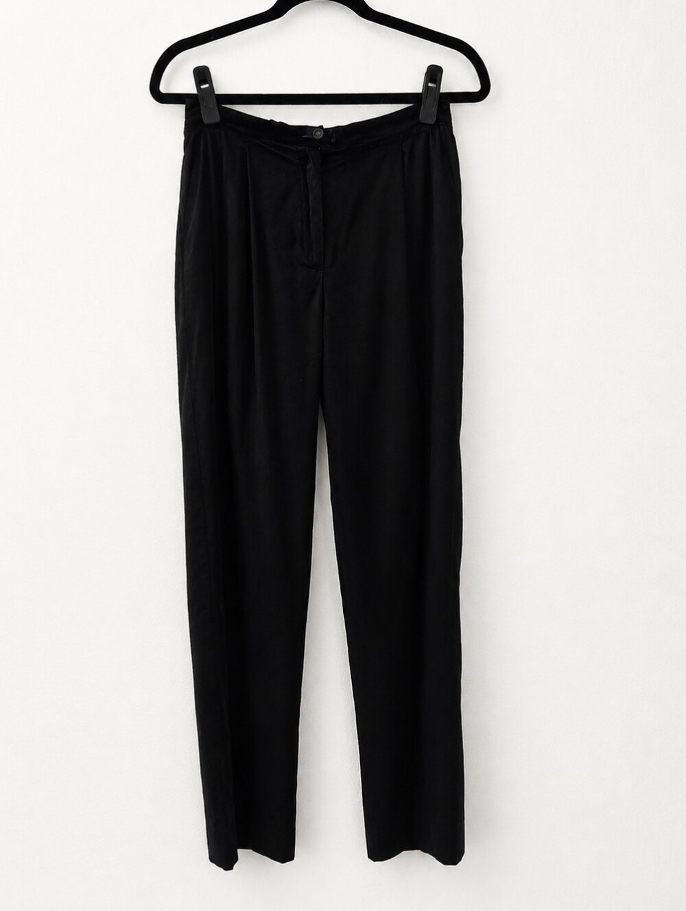 Emporio Armani Vintage Black Velvet Pants Italy Quiet Luxury 90s Minimalist M